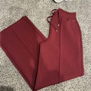 Maroon High-Waist Wide Leg Sweatpants